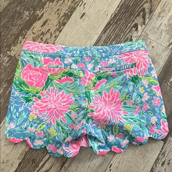 Lilly Pulitzer Blue and Pink Floral High Waist Shorts - Picture 2 of 2